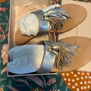 Loeffler Randall Metallic Fringe Sandals